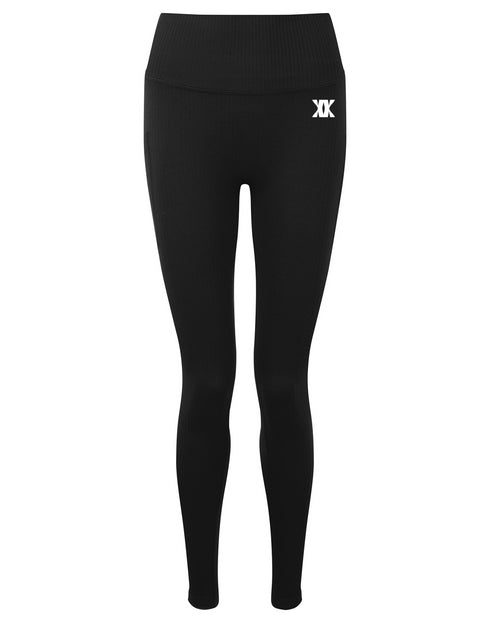 Legging Ribbed Black - White kk